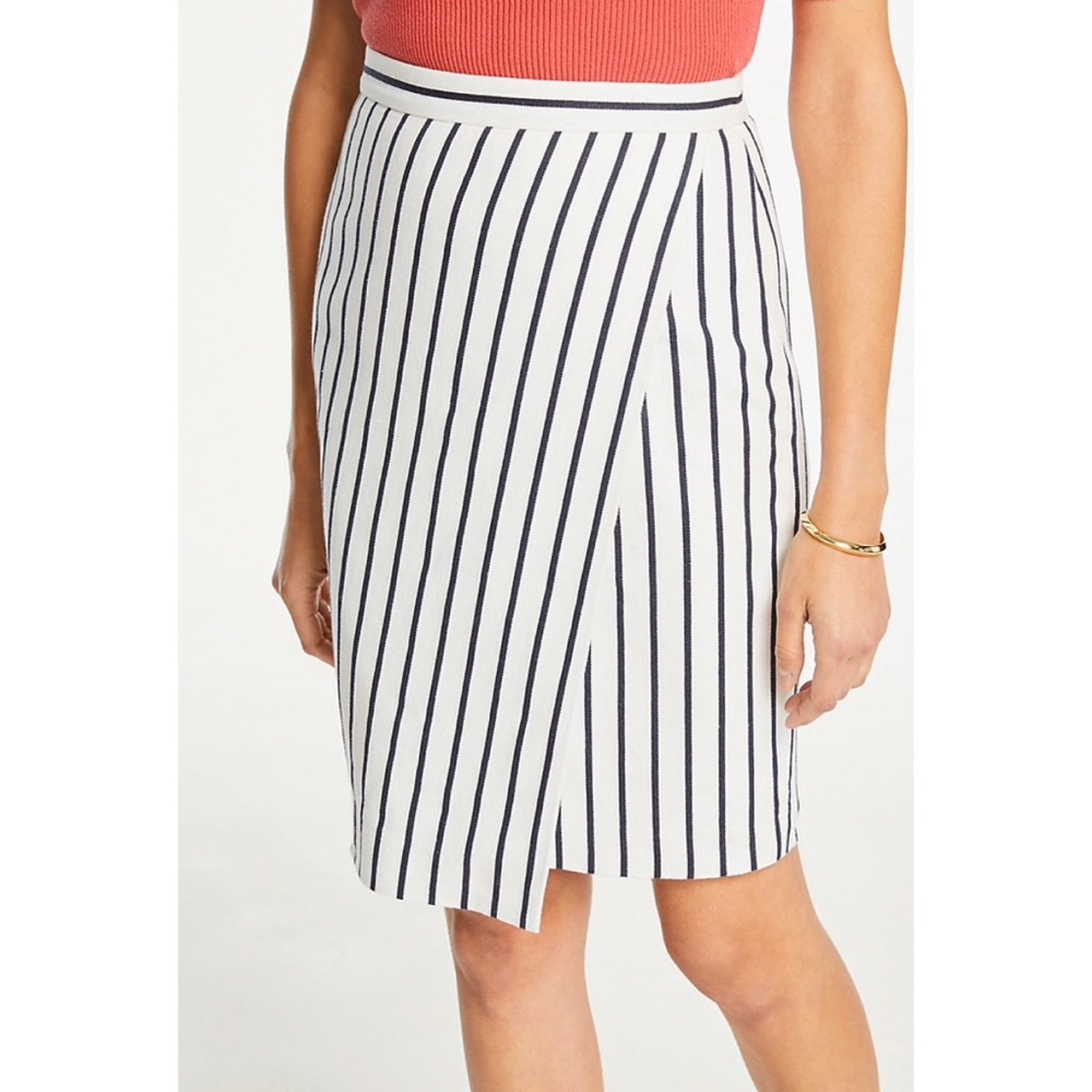 Ann Taylor Striped Wrap Pencil Skirt